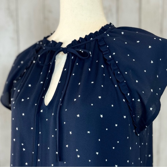 ✨ LOFT | Navy Star Print Blouse – Size Small ✨ - Picture 12 of 12
